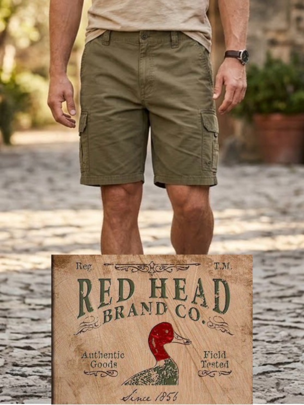 ❤️ Red Head Men's Olive Cargo Shorts Size 38